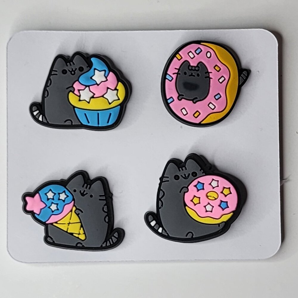 Pusheen Croc Charms | Set of 4 | Jibbitz | Shoe decoration | NEW | Food Sweets